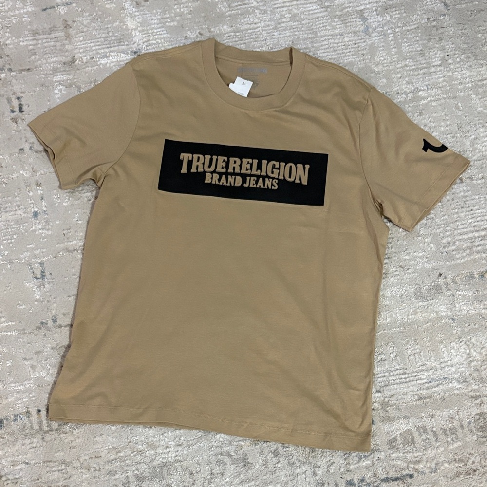 True Religion Men's Beige Graphic Tee